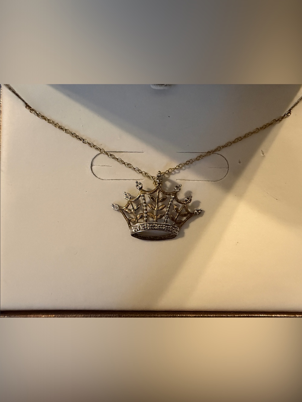 Vintage crown emblem gold plated 925 sterling silver necklace
